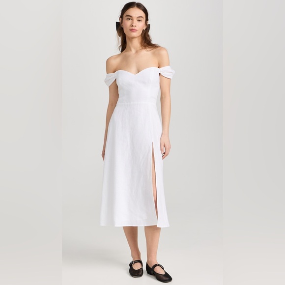 Reformation Bridgton Linen Midi Dress White - Picture 4 of 10